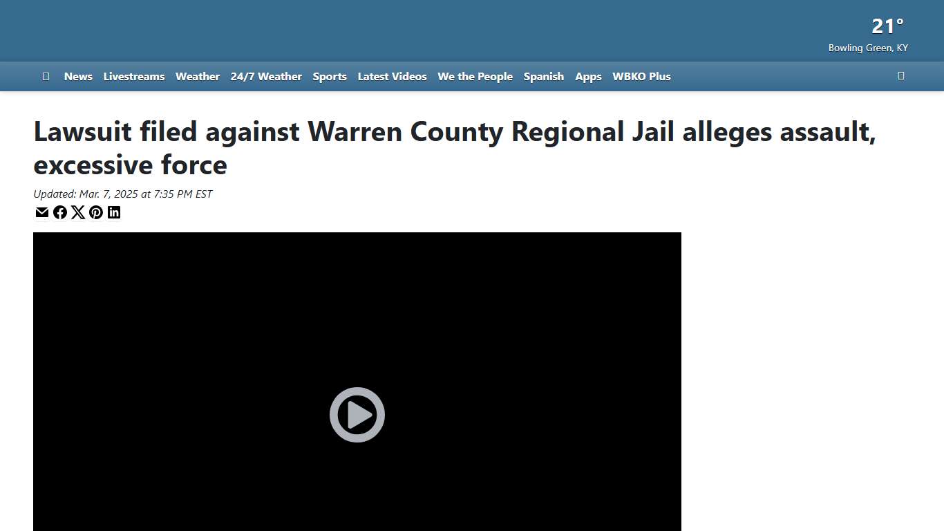 Lawsuit filed against Warren County Regional Jail alleges assault, excessive force